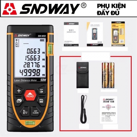 Máy đo khoảng cách laser SNDWAY SW-M50 đo xa 50m