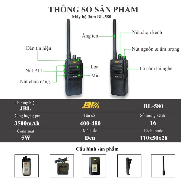 Máy Bộ Đàm JBL BL-580 chính hãng