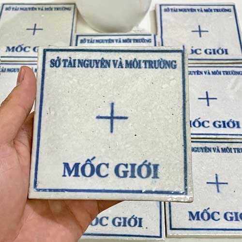 Mốc Sứ Vuông Trắc Địa 10x10cm